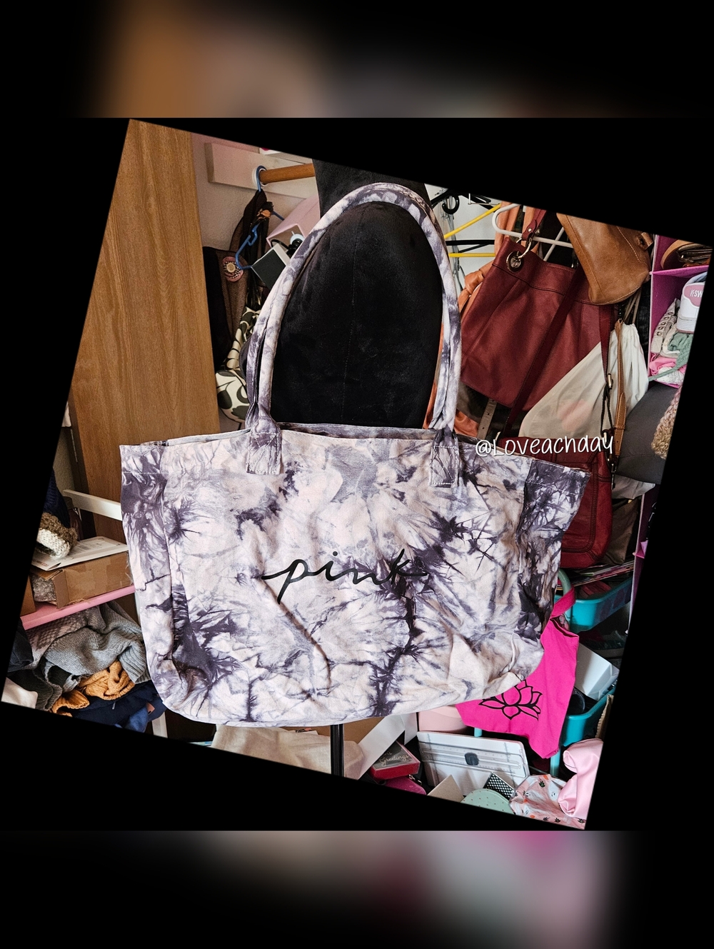💋PINK Victoria's Secret Tie-Dye Canvas Tote Bag - Casual Carryall